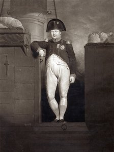 Napoleon Bonaparte på landgången till HMS Bellerophon efter att ha nått Plymouth Sound, augusti 1815, graverad av Charles Turner