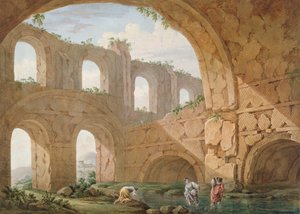 Hadrianus villa, nära Tivoli (penna och gouache på papper)