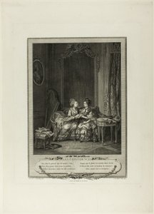 Confidences, från Monument du Costume Physique et Moral de la fin du Dix-huitième siècle av Charles Louis Lingée