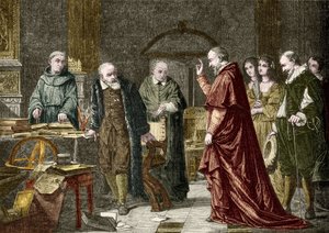 Galileo Galilei dit Galilees fångenskap, italiensk astronom (1564-1642), gravyr efter Charles Mullers målning av Charles Louis Lucien (after) Muller