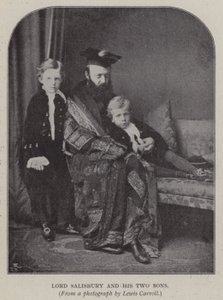 Lord Salisbury och hans två söner (s/v foto) av Charles Lutwidge Dodgson
