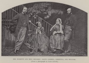 Fru Rossetti och hennes barn Dante Gabriel, Christina och William (s/v foto) av Charles Lutwidge Dodgson