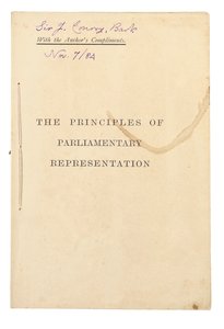 Titelsida för "Principerna för parlamentarisk representation" av Charles Lutwidge Dodgson