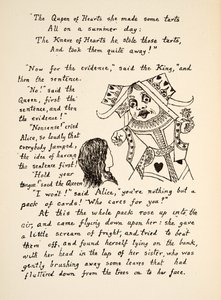 Den röda drottningen säger Håll tungan för Alice, illustration från Alice
