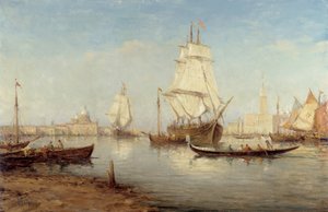 Galleoner och gondoler i San Marco-bassängen (Saint Mark a Venedig) Målning av Charles Malfroy (1862-1918) Obligatoriskt omnämnande: Samlingsstiftelsens hälsningar från Provence, Marseille av Charles Malfroy