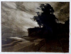 Franska:  Le Vent - ingår i en serie om 9 litografier som heter Cantique des créatures av Charles Marie Dulac