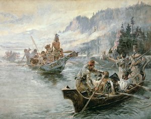 Lewis & Clark på Lower Columbia River av Charles Marion Russell