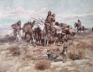 Native Americans Plains Folk flyttar läger av Charles Marion Russell