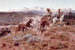 Round-up på musselskalet (olja på duk) av Charles Marion Russell