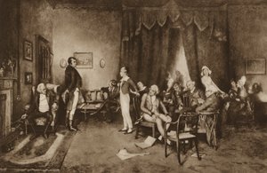 Möte mellan Robert Burns och Sir Walter Scott, Edinburgh (litho) av Charles Martin (after) Hardie