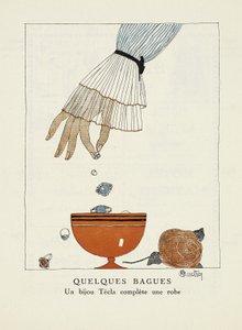 Annons för "Tecla", från Gazette de Bon Ton, pub. 1920 av Charles Martin