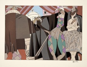 Italiensk komedi, från Sports & Entertainment, pub. 1914 (stenciltryck) av Charles Martin