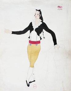 Kostym för figuren Figaro från Barberaren i Sevilla av Gioacchino Rossini, skiss av Charles Martin (1884-1934)