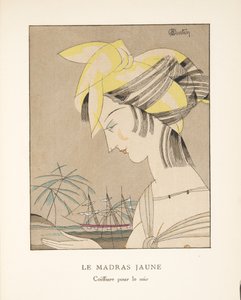 Le Madras Jaune, från en samling modeplattor, 1920 (pochoirtryck) av Charles Martin