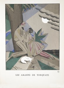 Les Amants de Torquate, från en samling modeplattor, 1921 (stenciltryck) av Charles Martin