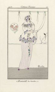 Morgonklänning, från Costumes Parisiens, pub. 1913 (stenciltryck) av Charles Martin