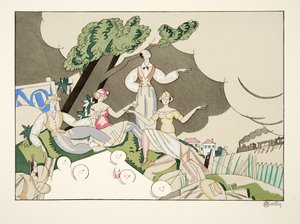 Picknick, från Sports & Entertainment, pub. 1914 (stenciltryck)