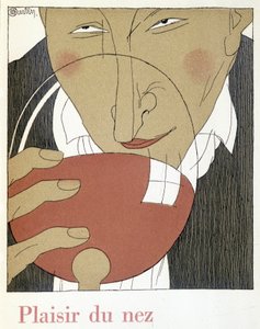 Nosens nöje - i ""Monseigneur le vin"", teckning av Charles Martin (1884-1934), häfte av Nicolas Establishments