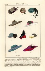 hattdesigner av milliner Marcelle. Demay av Charles Martin