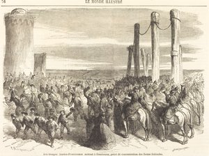 Österrikisk-preussiska trupper på väg in i Hamburg ... [övre halvan] av Charles Maurand after Godefroy Durand