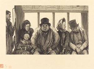 Interiör av en omnibus av Charles Maurand after Honoré Daumier