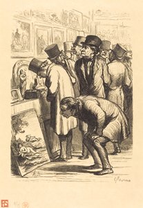 Ett rum på Hotel Drouot på en utställningsdag av Charles Maurand after Honoré Daumier