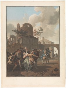 Fyra scener av byliv Argumentet La Rixe Fyra genrepresentationer av byliv (serietitel) av Charles Melchior Descourtis