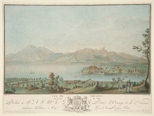 Utsikt från Schadau på sjön Thun (efter Clement) av Charles Melchior Descourtis