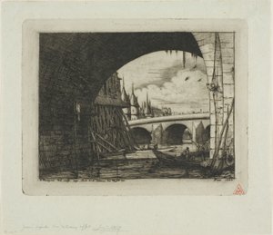En båge av Pont Notre-Dame, Paris av Charles Meryon