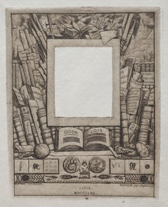 Design för en ram för porträttet av Armand Guéraud, 1862. av Charles Meryon