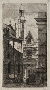Etsningar av Paris: St. Stefanskyrkan av berget, 1852. av Charles Meryon