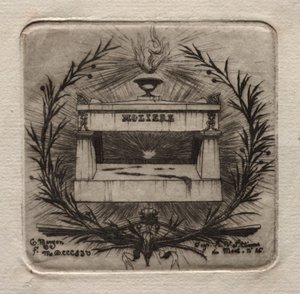 Etsningar av Paris: Molières grav på Pere Lachaise-kyrkogården av Charles Meryon