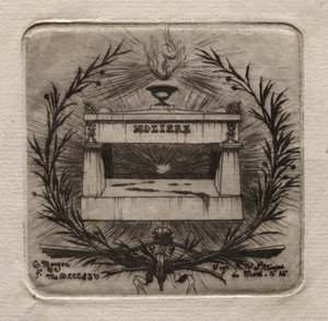 Etsningar av Paris: Molières grav på Pere Lachaise-kyrkogården, 1854. av Charles Meryon