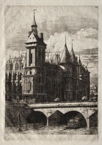 Etsningar av Paris: Klocktornet av Charles Meryon