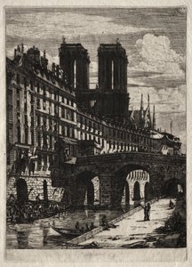 Etsningar av Paris: Den lilla bron av Charles Meryon