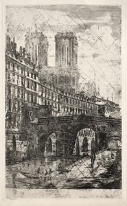 Etsningar av Paris: Den lilla bron, 1850. av Charles Meryon