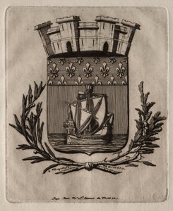 Etchings of Paris: The Symbolical Arms of the City of Paris av Charles Meryon
