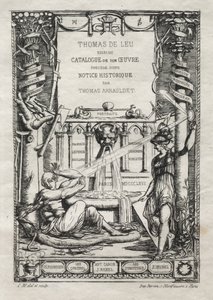 Frontispice för en katalog över gravyrerna av Thomas de Leu, 1866. av Charles Meryon