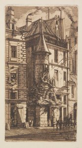 Hus med ett torn, Vävargatan, Paris av Charles Meryon