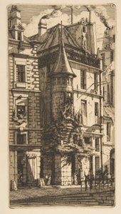 Hus med ett torn, rue de la Tixéranderie, Paris av Charles Meryon