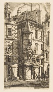 Hus med ett torn, rue de la Tixéranderie, Paris av Charles Meryon