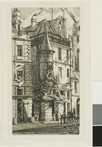 Hus med ett torn, rue de la Tixéranderie av Charles Meryon