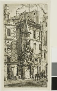 Hus med ett torn, rue de la Tixéranderie av Charles Meryon