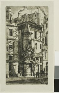 Hus med ett torn, rue de la Tixéranderie av Charles Meryon