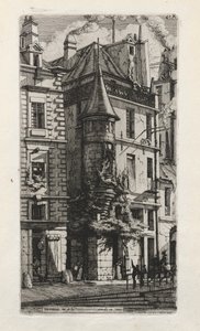 Hus med ett torn, rue de la Tixéranderie, Paris av Charles Meryon