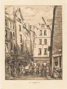 Rue Pirouette i Les Halles, Paris (Pirouette Street, nära marknaderna, Paris) av Charles Meryon