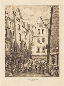 Rue Pirouette vid saluhallarna, Paris av Charles Meryon
