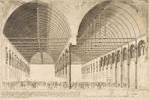 Salle des Pas-Perdus vid det tidigare Palais de Justice Förkammaren till Palais de Jus..., 1855. av Charles Meryon