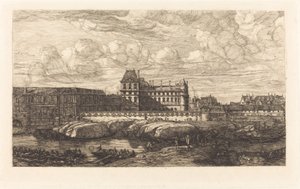 Gamla Louvren, från en målning av Zeeman, 1651 av Charles Meryon