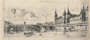 Le Pont-Au-Change 2nd State, 6 18 x 13 116 tum, 1854, 1927 av Charles Meryon